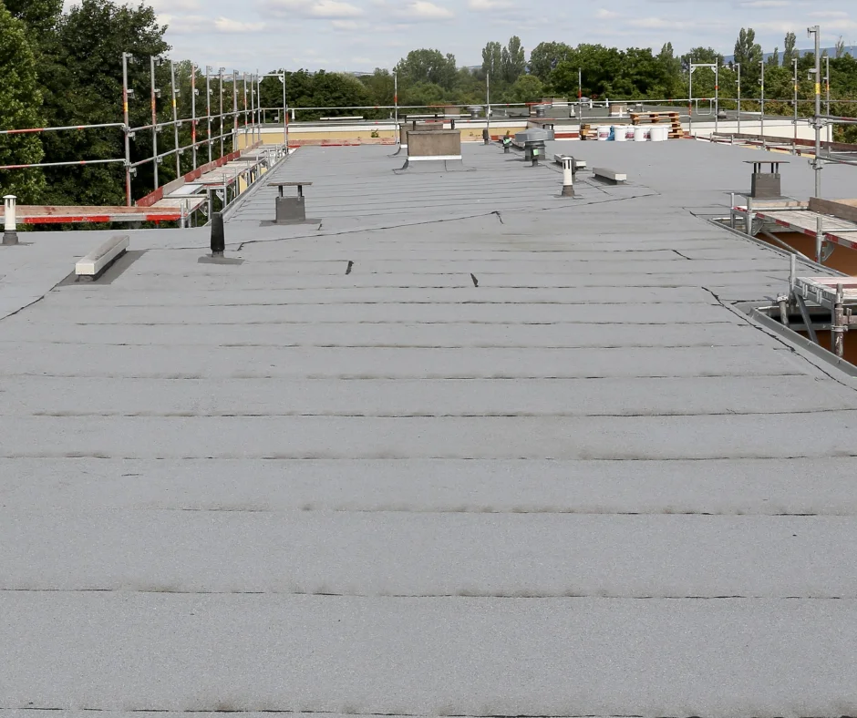 papptak på ett platt tak utan lutning