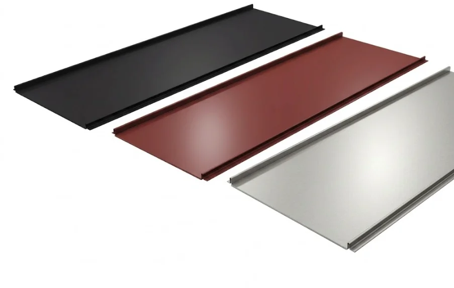 Klickplåt i tre färger, svart silver och röd